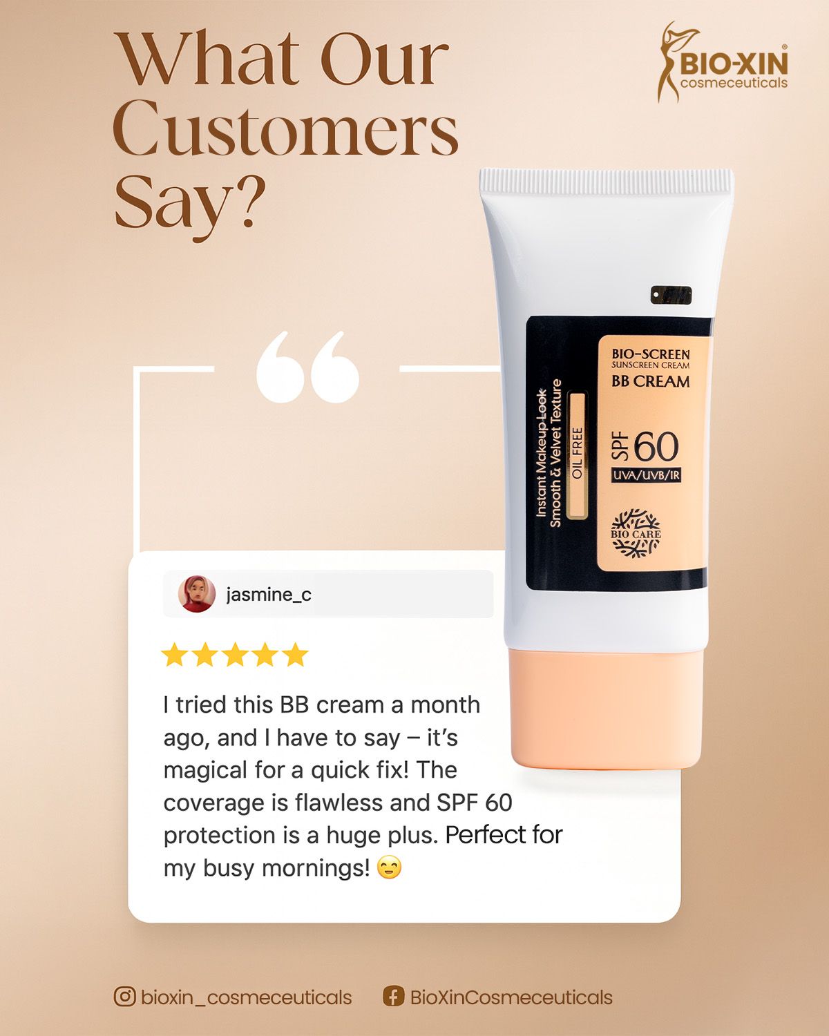 GraphicBeast skincare testimonial and social proof design