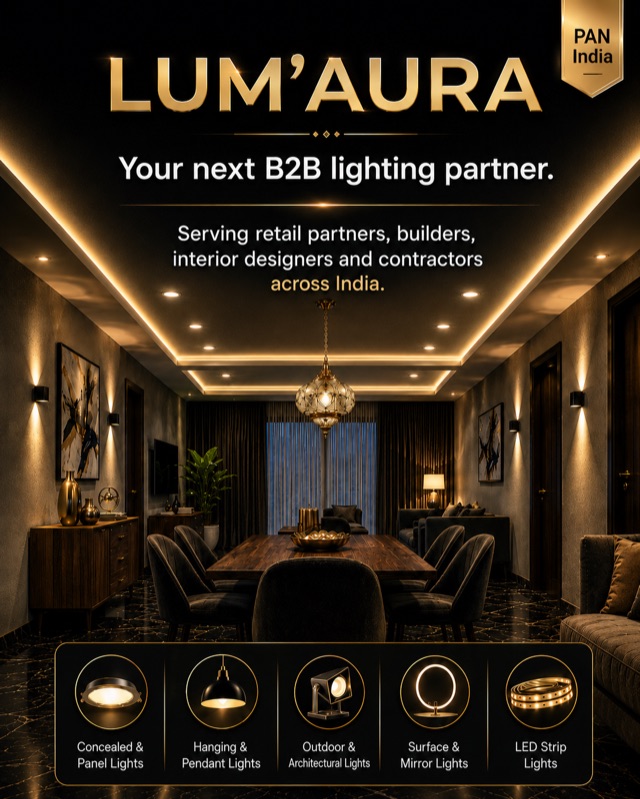 LUMAURA B2B lighting partner social media post in a 4 by 5 format