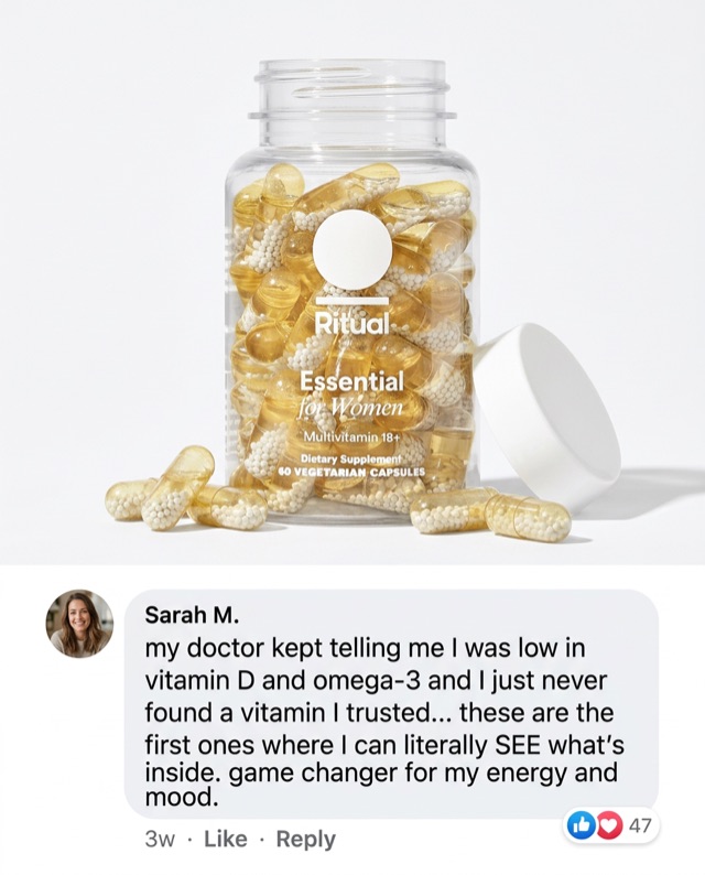 Customer testimonial product advertisement
